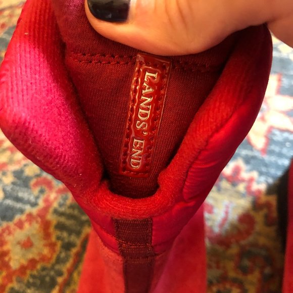 Lands End Red Suede Winter Snow Boots Fleece Lined Ladies Boots SZ 8 - Picture 3 of 12